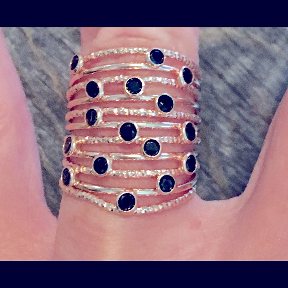 NWOT JCM Rose Gold over Sterling Silver Black Spinel ring